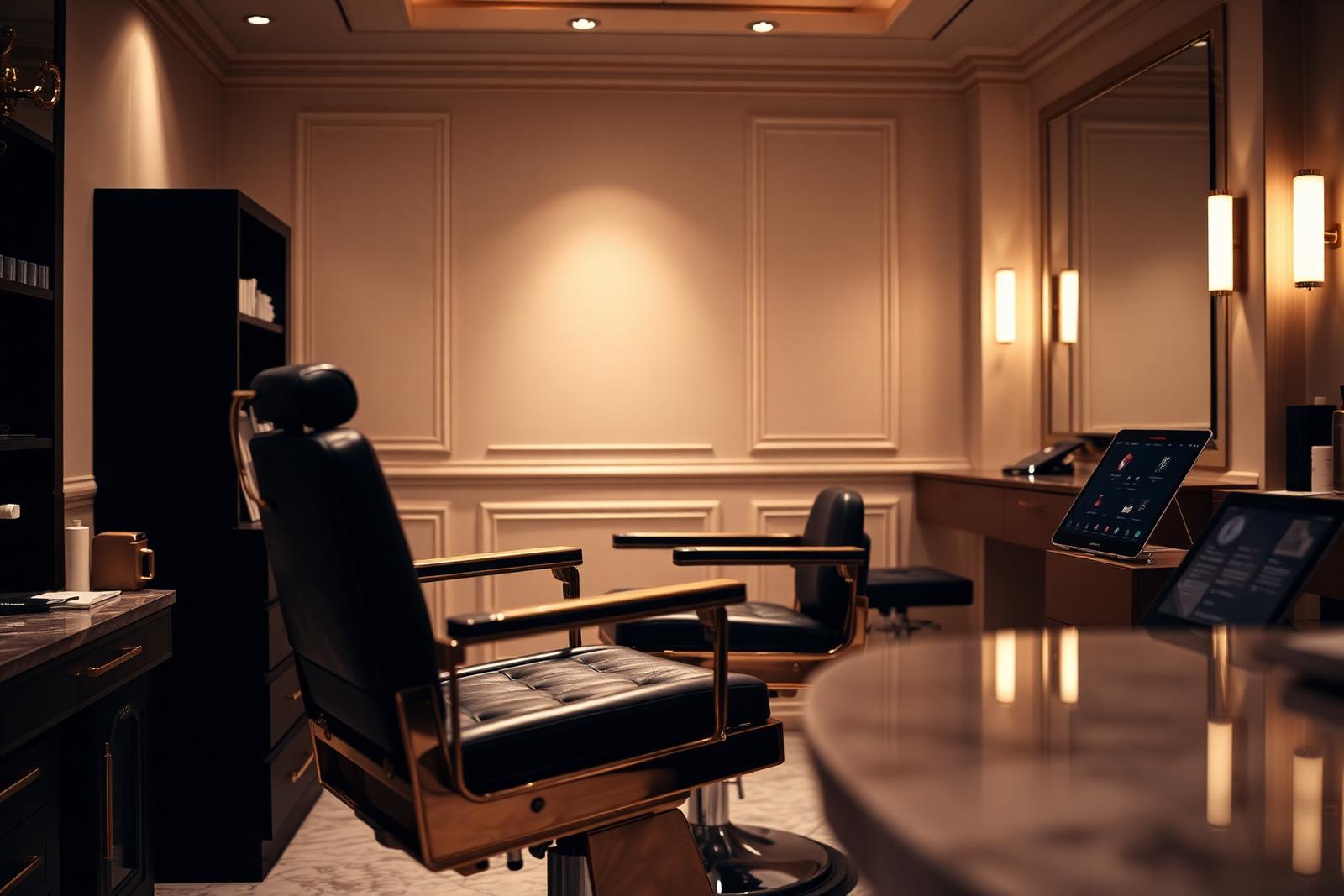 AI-powered luxury barbershop interior